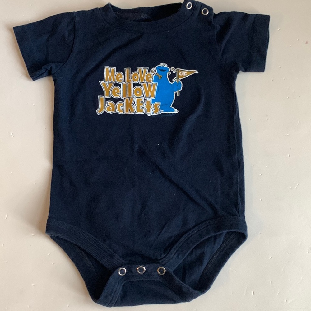 Georgia Tech University “Me Love Yellow Jackets” Cookie Monster Onesie 12 months